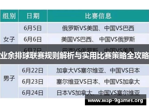 业余排球联赛规则解析与实用比赛策略全攻略 业余排球联赛规则解析与实用比赛策略全攻略
